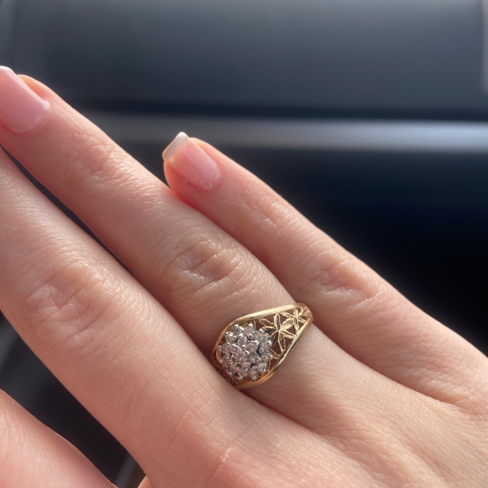 Vintage Cluster Diamond Ring. 14k. .5 carat.